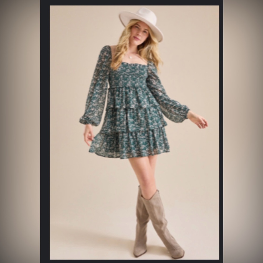 Altar'd State Floral Green Dress